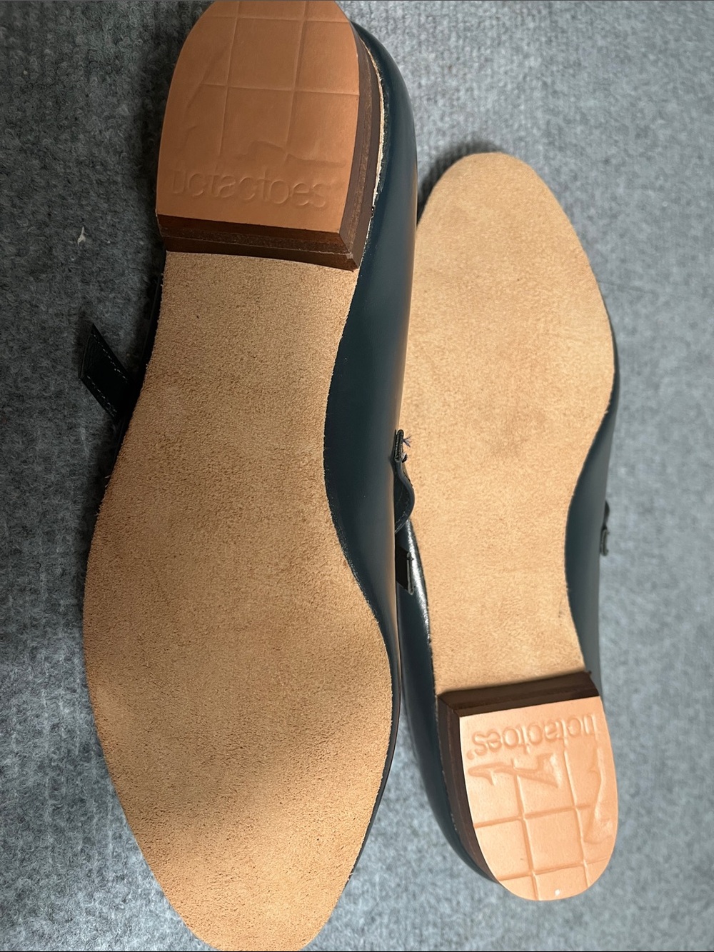 Women's Leather Mary Jane Flats in Deep Teal - Picture 3 of 6